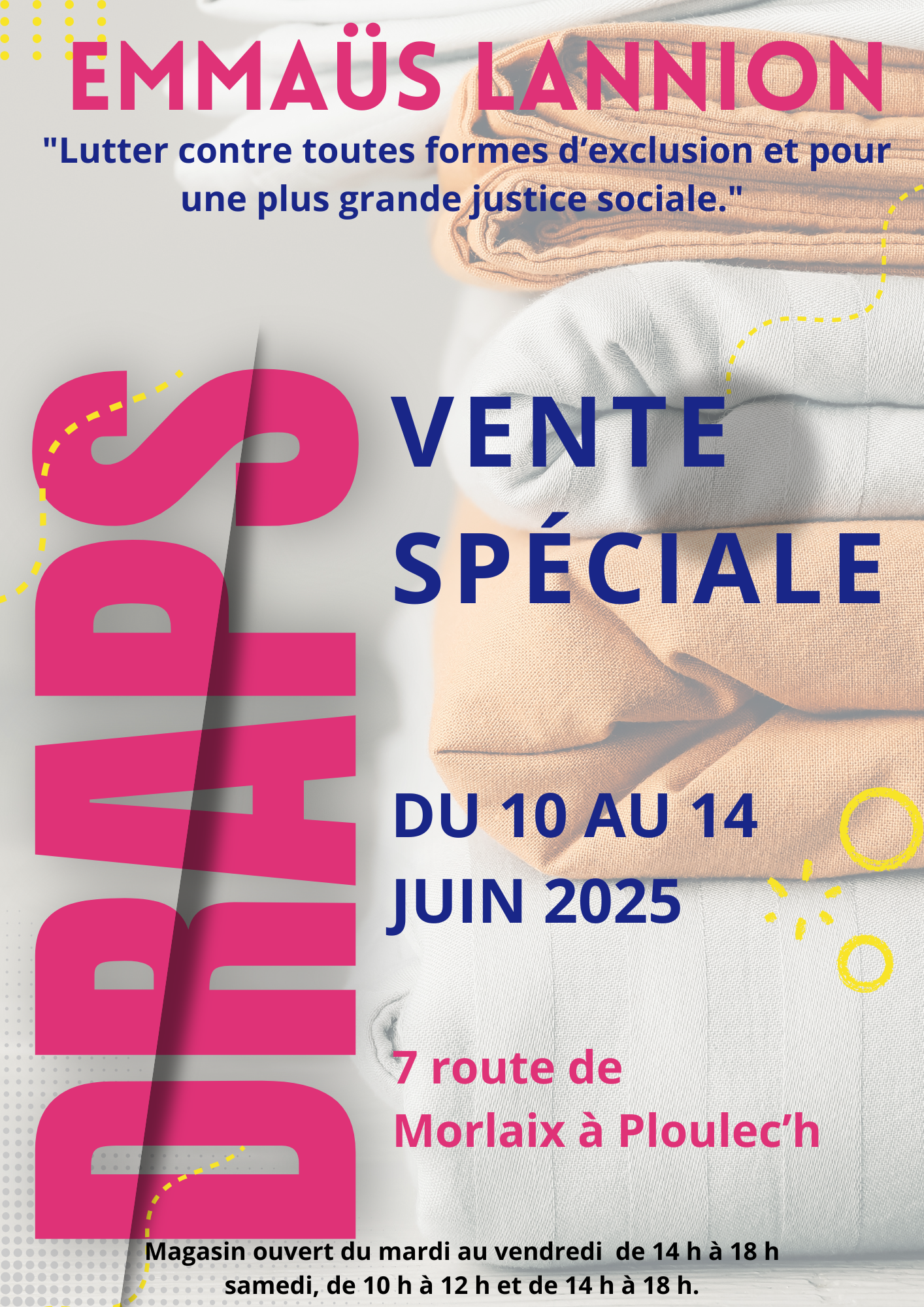 affiche vente spéciale de draps Lannion